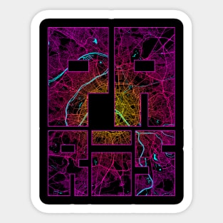 Paris, France City Map Typography - Neon Sticker